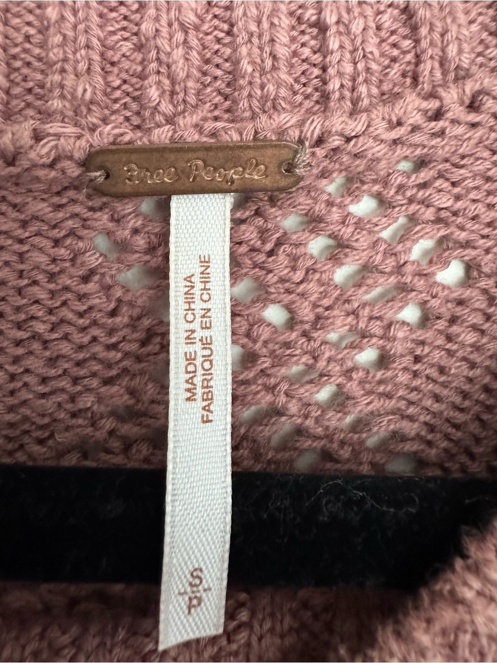Free People Mauve Pointelle Knit Puff Sleeve Sweater Small - Picture 5 of 6